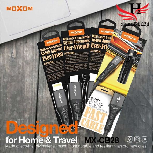 تصویر کابل شارژتايپ سي ماکسوم  MOXOM-CB28