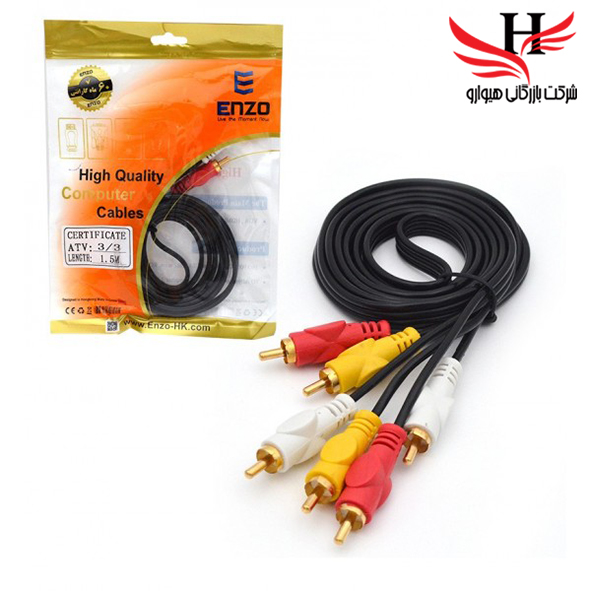 تصویر کابل 3 به 3 صدا و تصویر (RCA) انزو (ENZO) طول 1.5 متری
