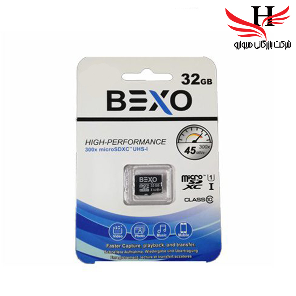 تصویر کارت حافظه بکسو با ظرفیت 32 گیگ باسرعت45MB