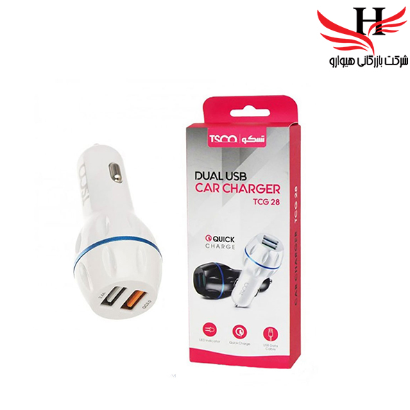 تصویر  شارژ فندکی دو پورت همراه  کابل اندروید تسکو TSCO-TCG28