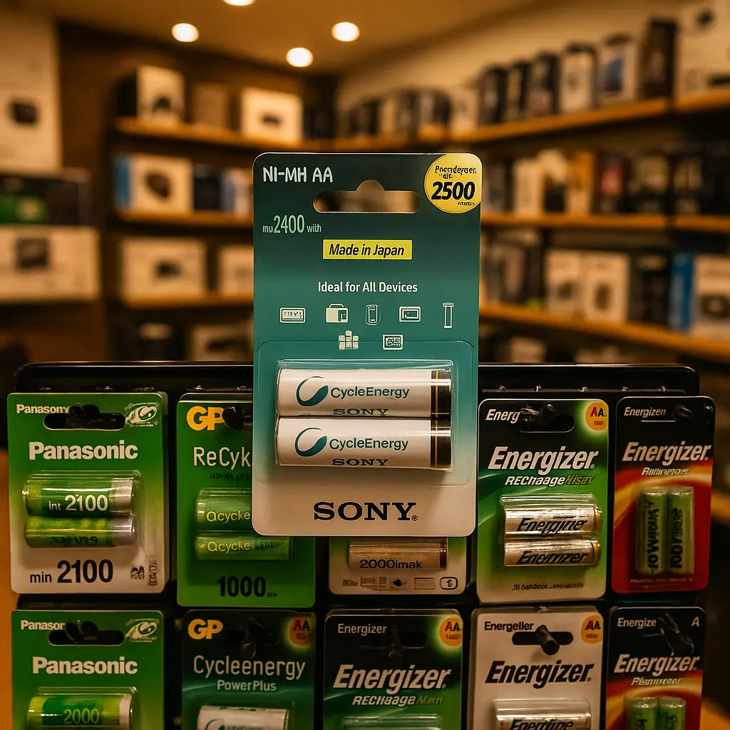باتری قلم شارژی SONY 2500 میلی‌آمپر Ni-MH ساخت ژاپن | SONY 2500mAh Ni-MH rechargeable AA battery Made in Japan
