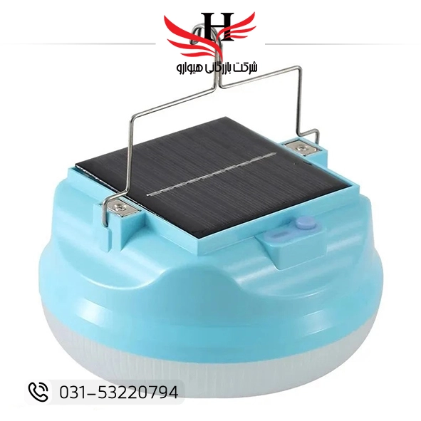 لامپ شارژی خورشیدی مسافرتی مخصوص کمپ با نور LED و قابلیت شارژ خورشیدی و USB