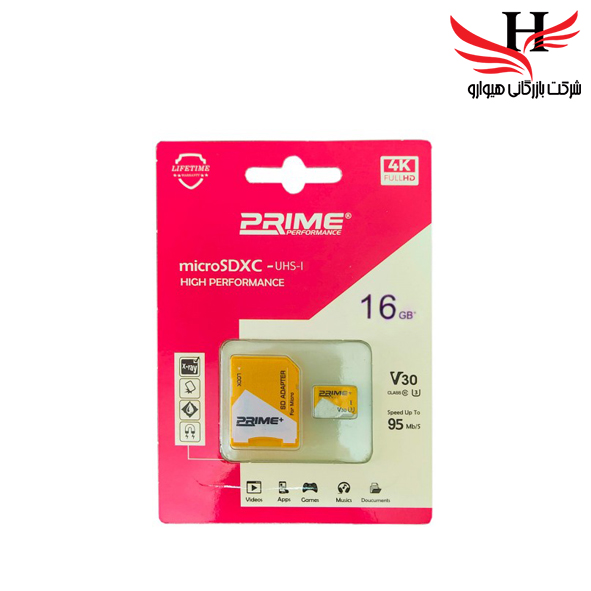 تصویر کارت حافظه رم Micro SDHC-UHS-Iحافظه 16 گیگ برند PRIME