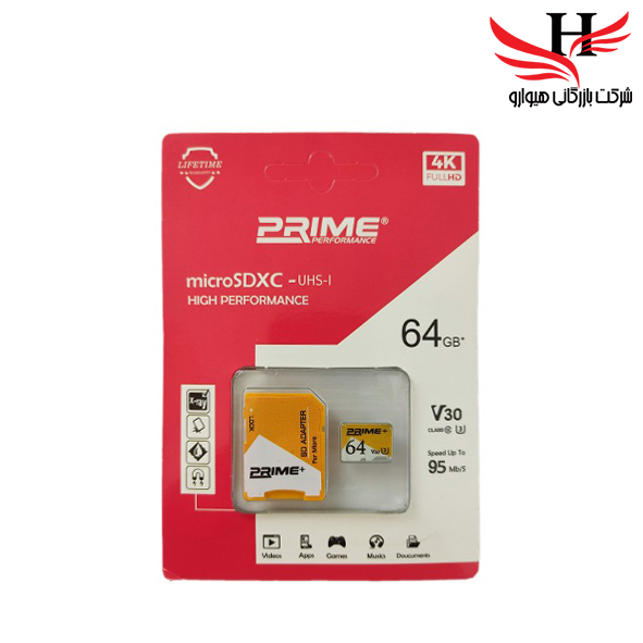 تصویر کارت حافظه رم Micro SDHC-UHS-Iحافظه 64 گیگ برند PRIME