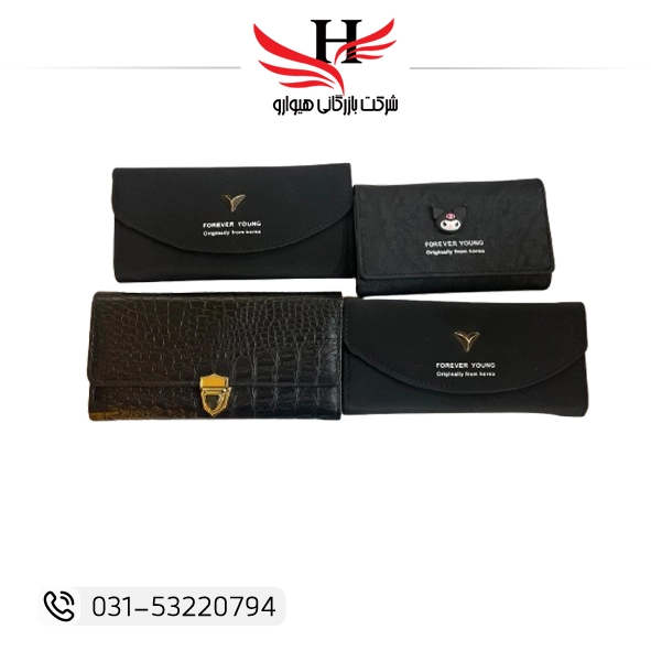 تصویر کیف پول زنانه چرم مصنوعی طرحدار